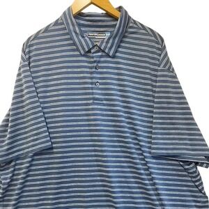 Roundtree & Yorke Men's 3XB, Performance Shirt, Golf Polo Shirt Blue Striped